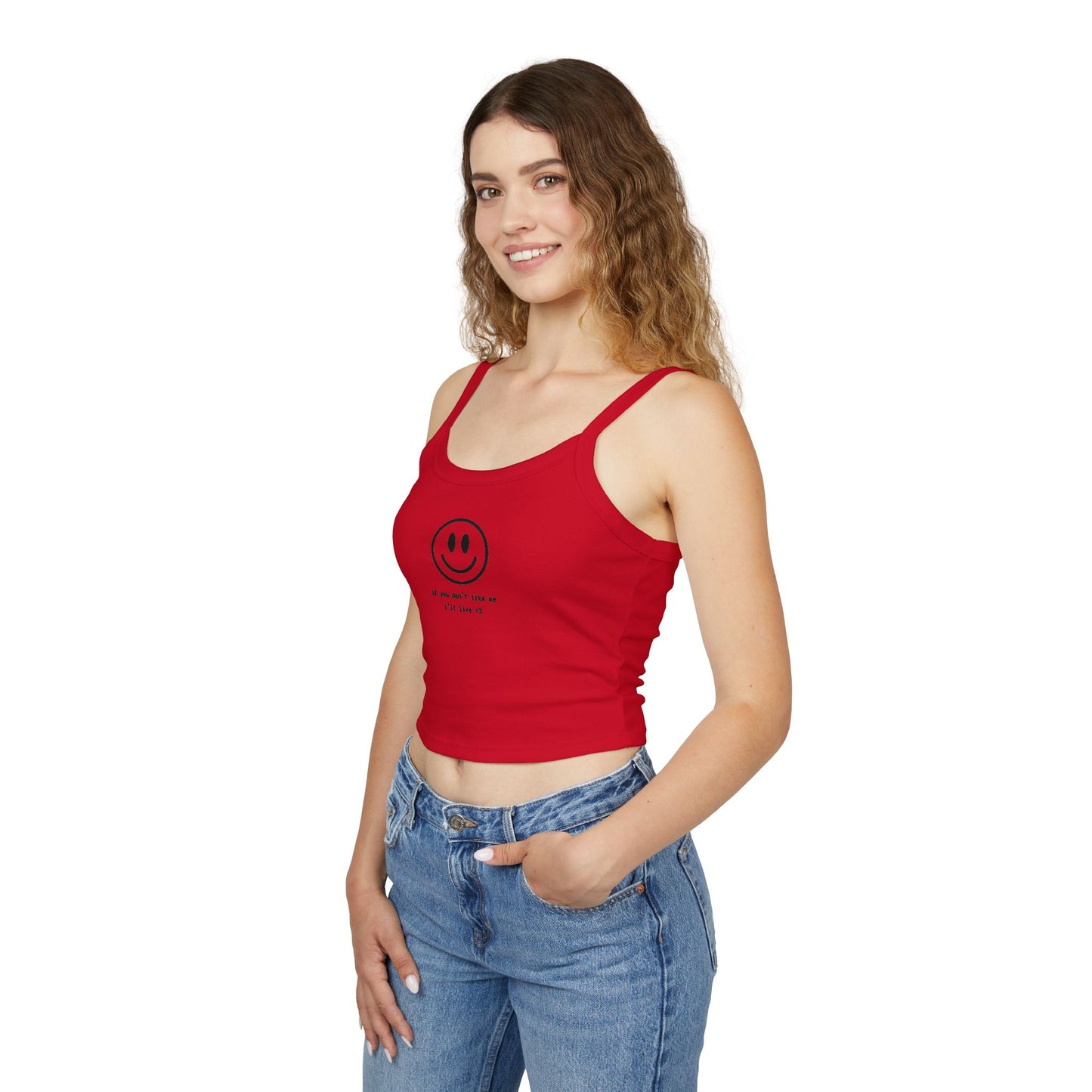 ‘if you don’t like me i’ll live’ Smiley Crop Tank Top