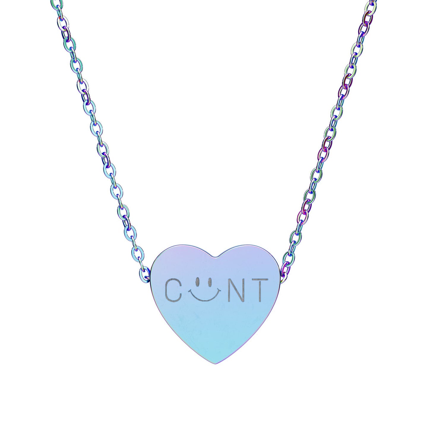 ‘c*nt’ Smiley Engraved Heart Pendant