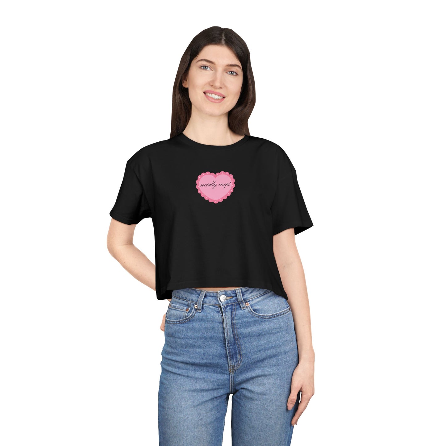 ‘socially inept’ Graphic Crop Top