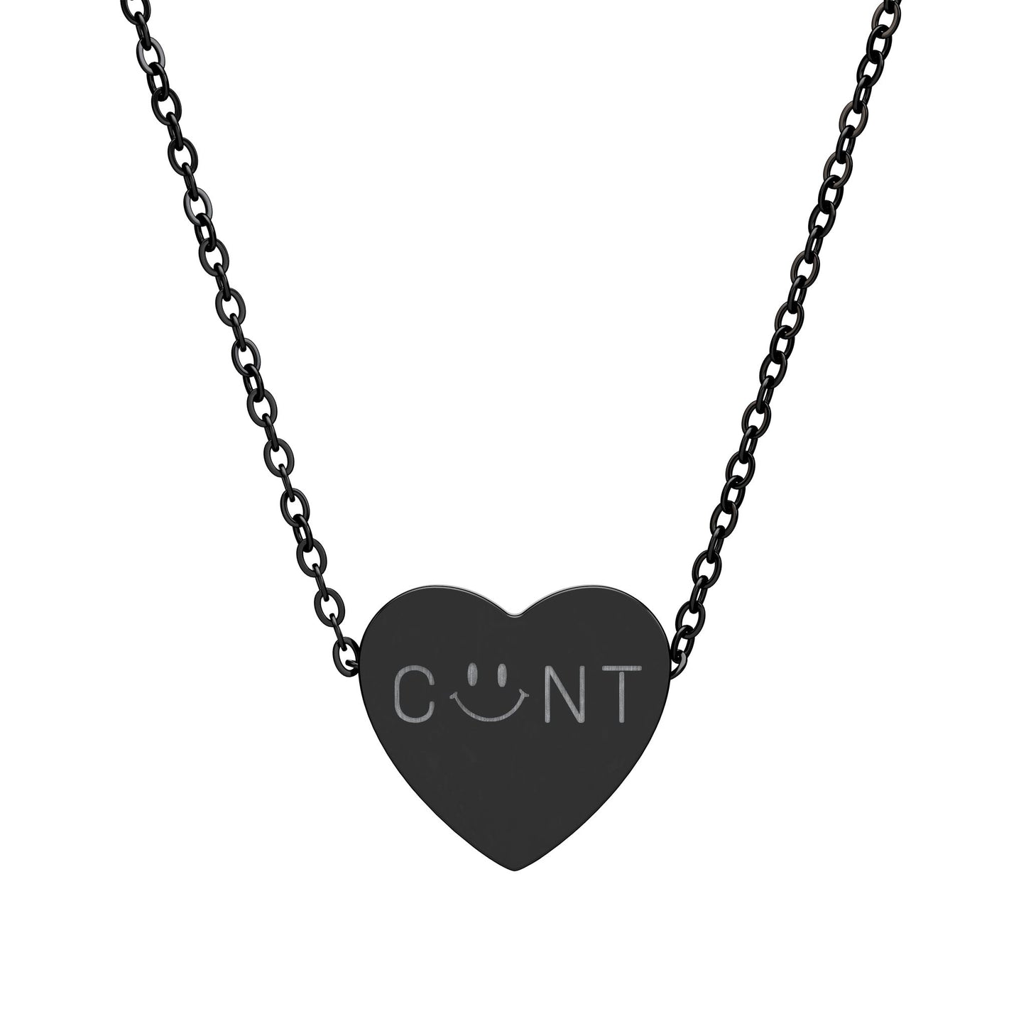 ‘c*nt’ Smiley Engraved Heart Pendant