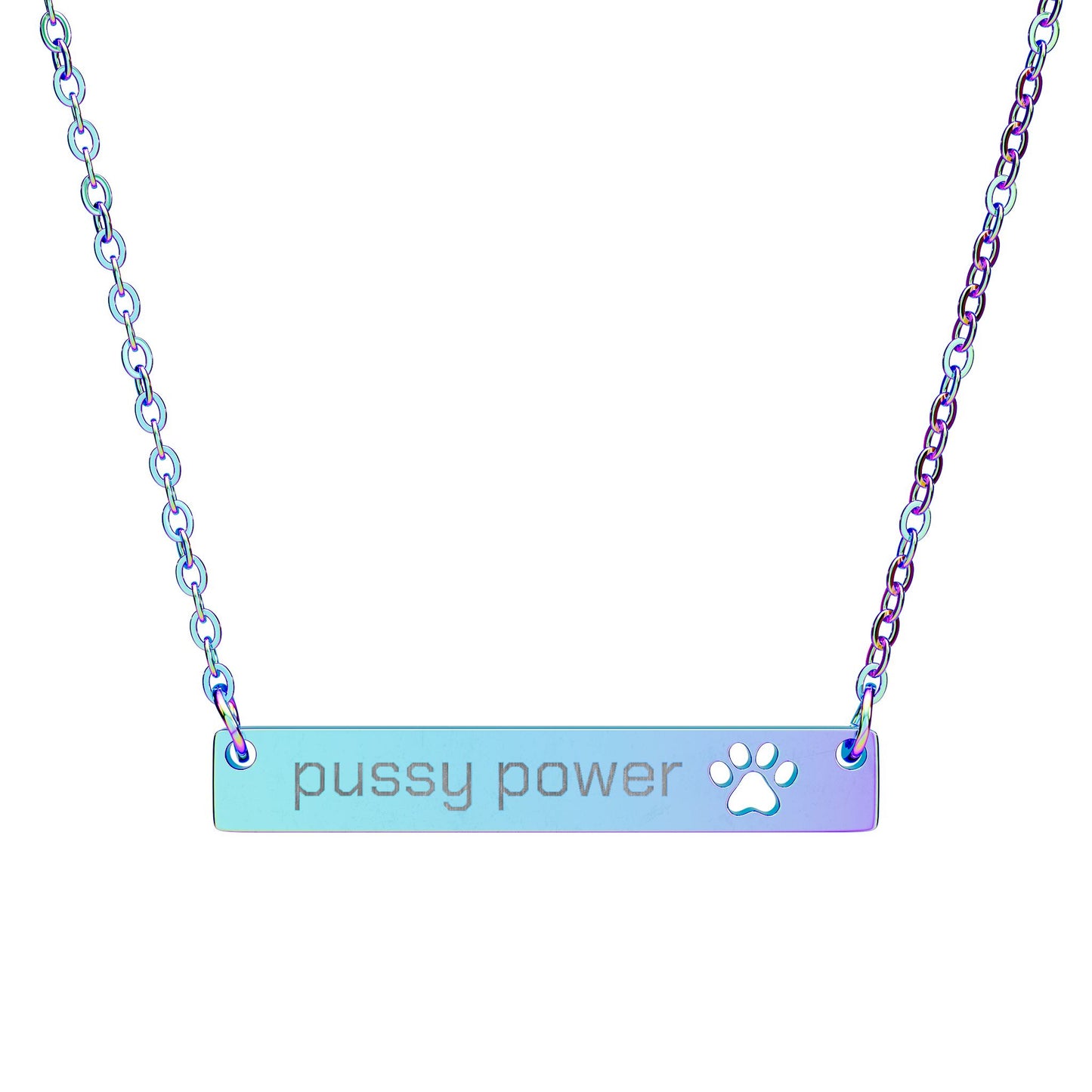 ‘pussy power’ Engraved Paw Bar Pendant