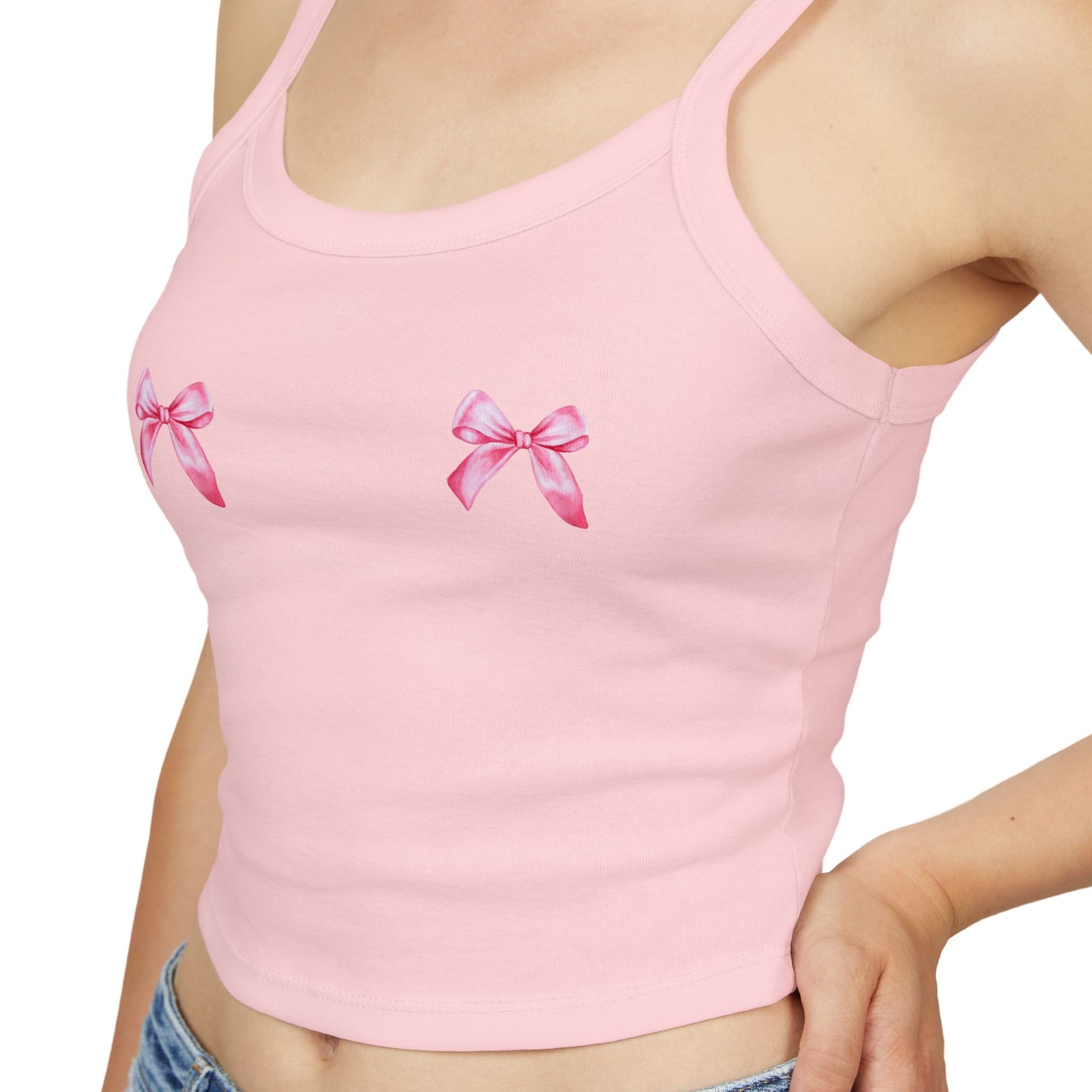 Pink Bow Crop Tank Top