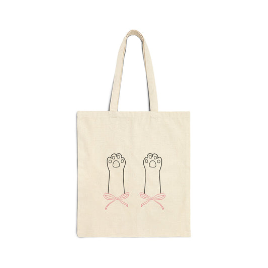 Kitty Paw Print Canvas Tote Bag
