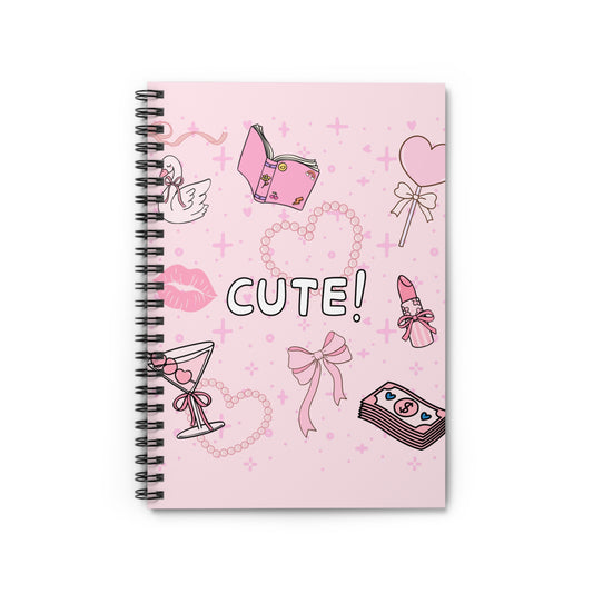 'CUTE!' Pink Spiral Notebook