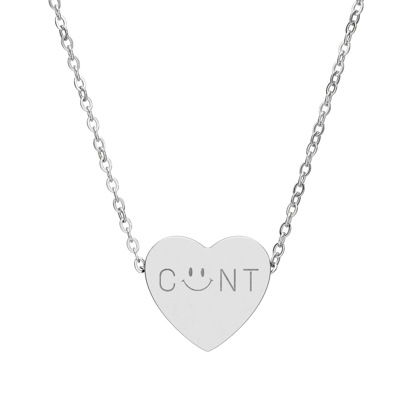 ‘c*nt’ Smiley Engraved Heart Pendant