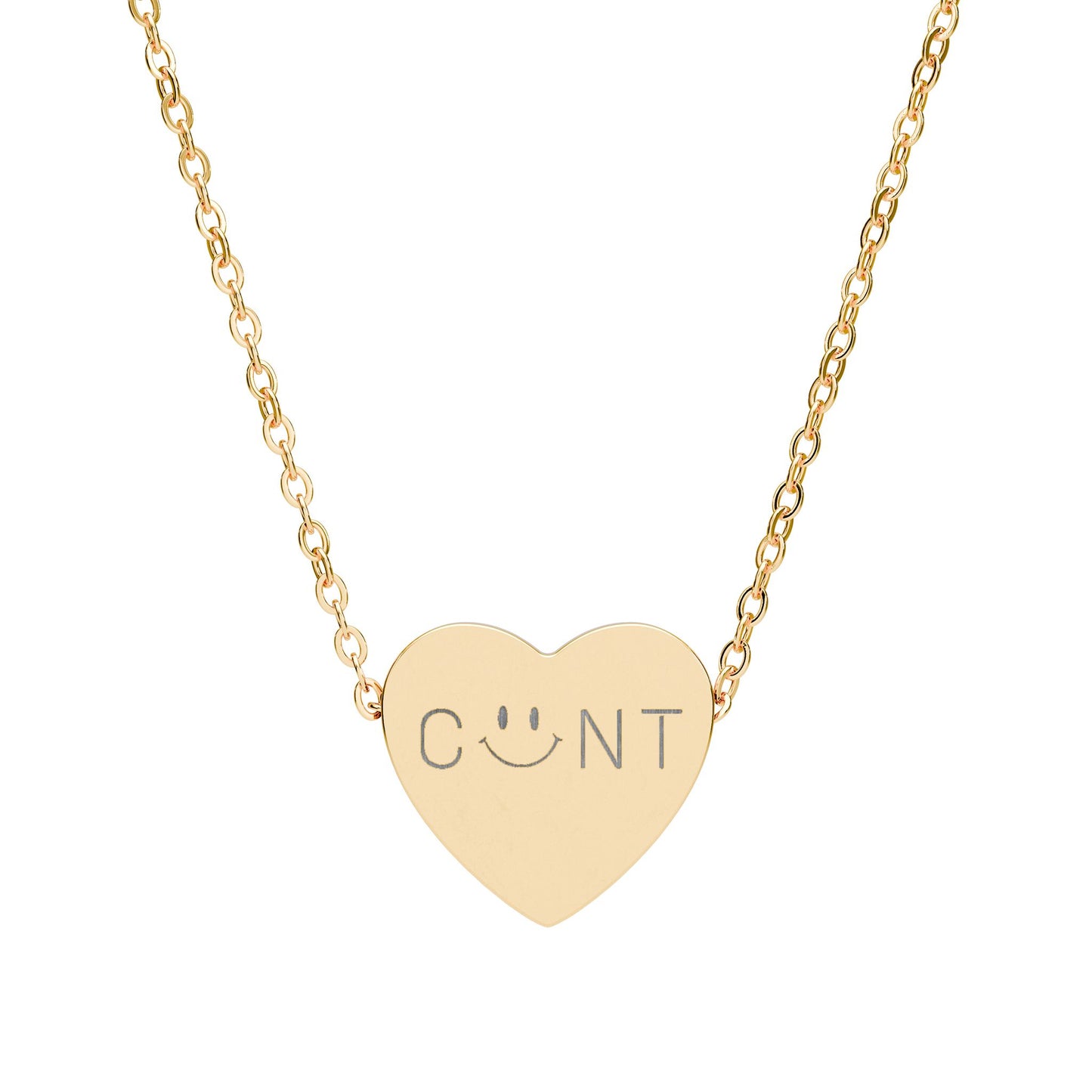 ‘c*nt’ Smiley Engraved Heart Pendant