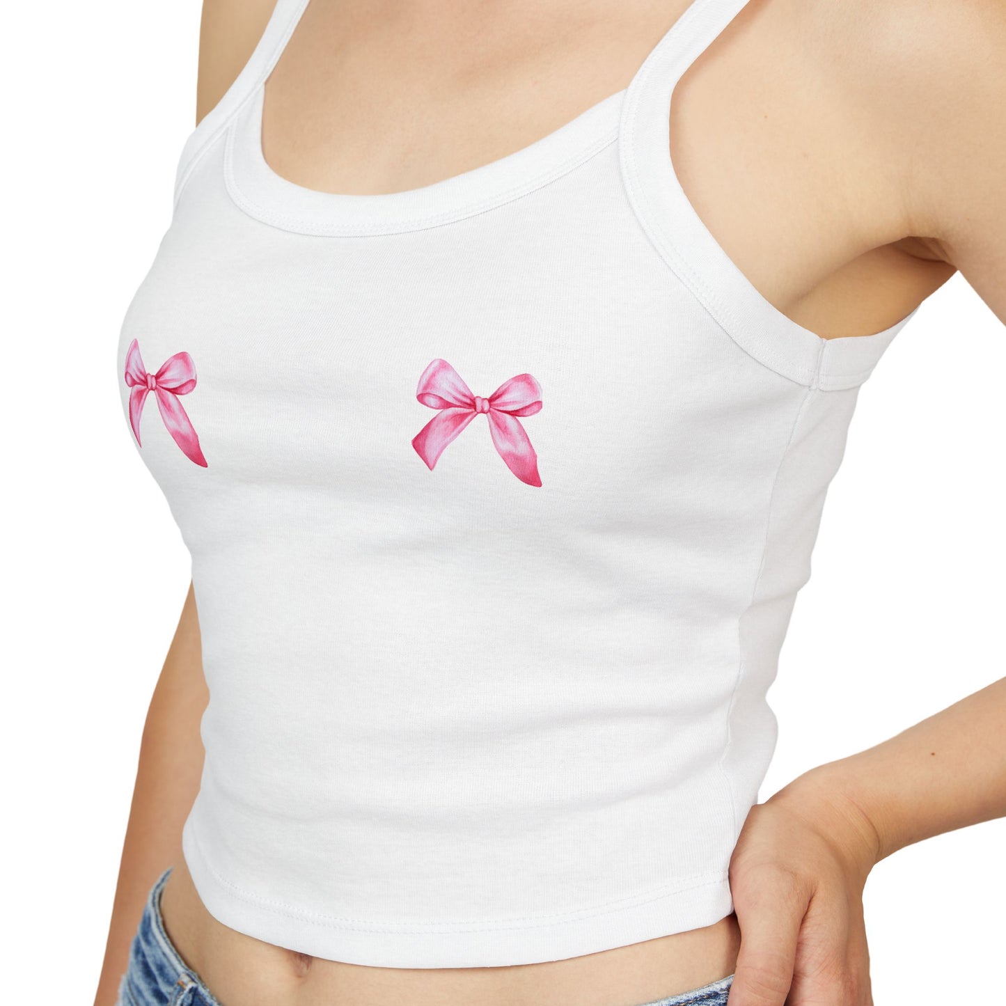 Pink Bow Crop Tank Top