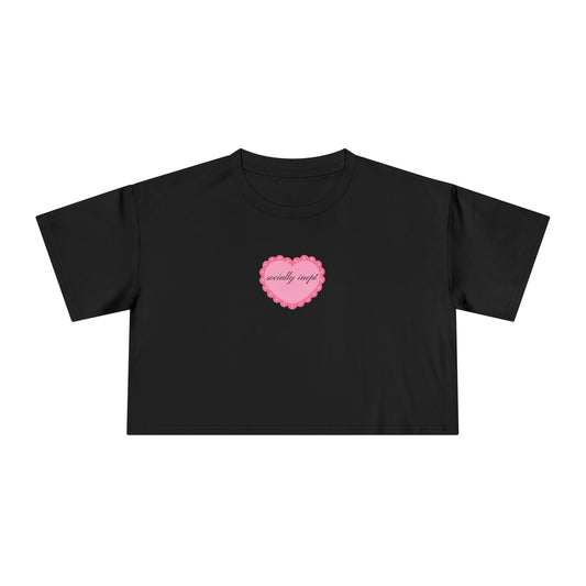 ‘socially inept’ Graphic Crop Top