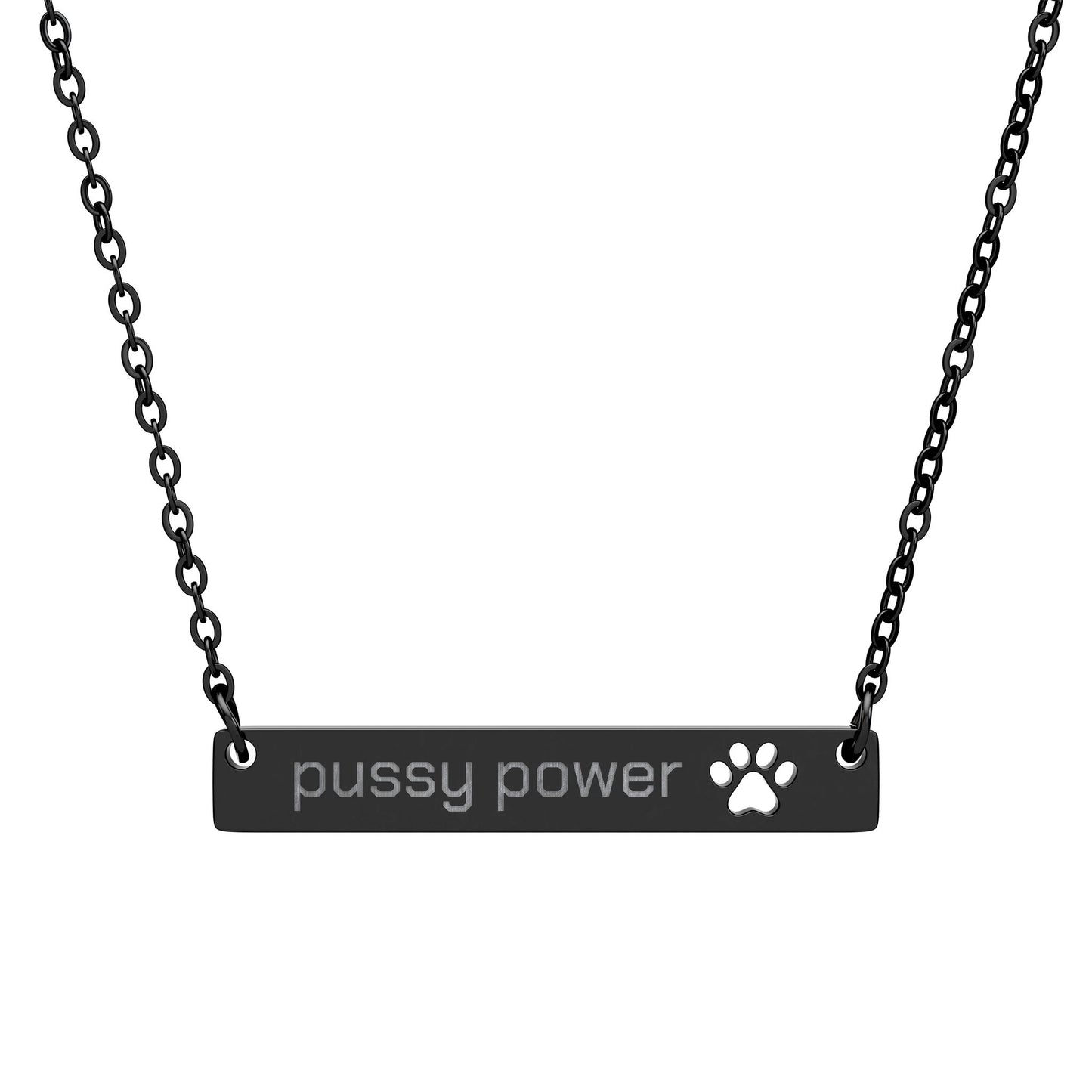 ‘pussy power’ Engraved Paw Bar Pendant