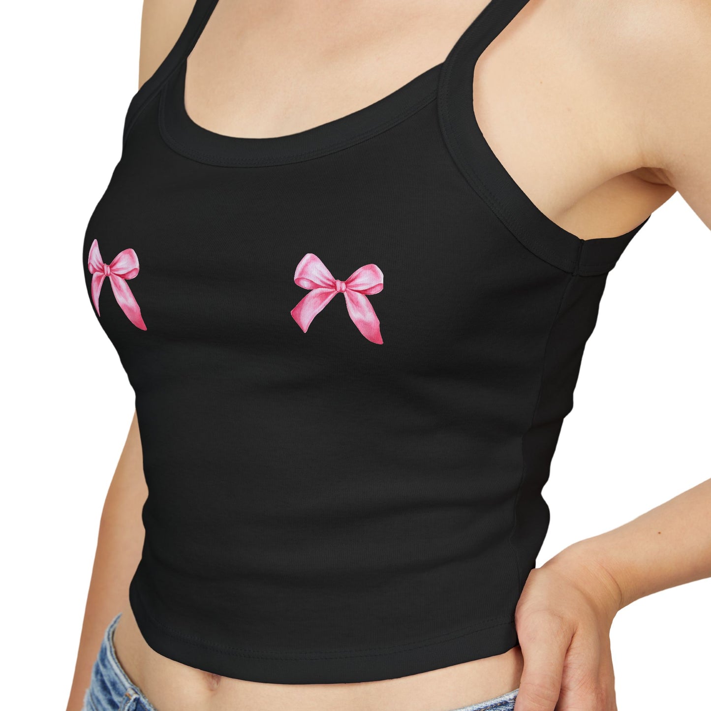Pink Bow Crop Tank Top