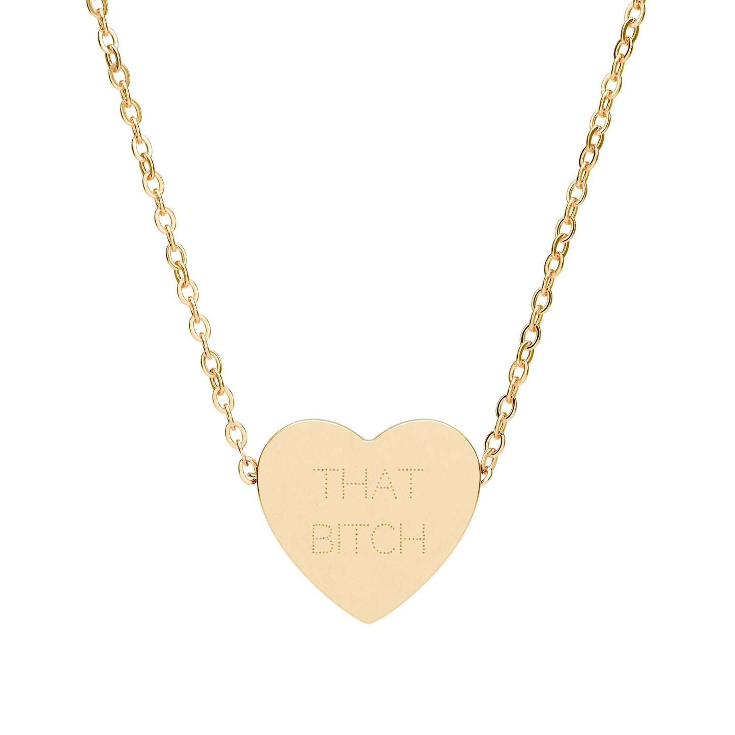 ’that b*tch’ Engraved Heart Necklace