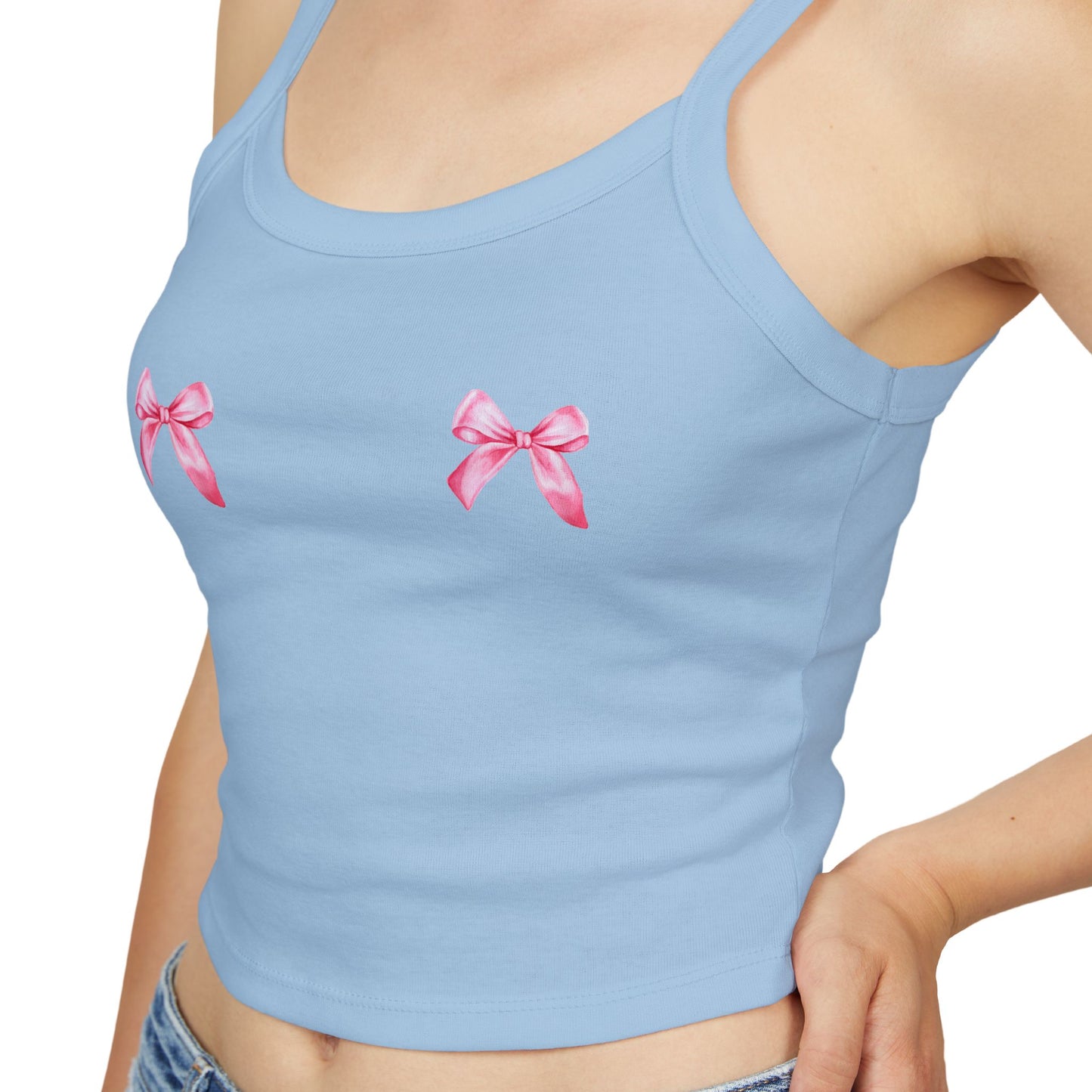 Pink Bow Crop Tank Top