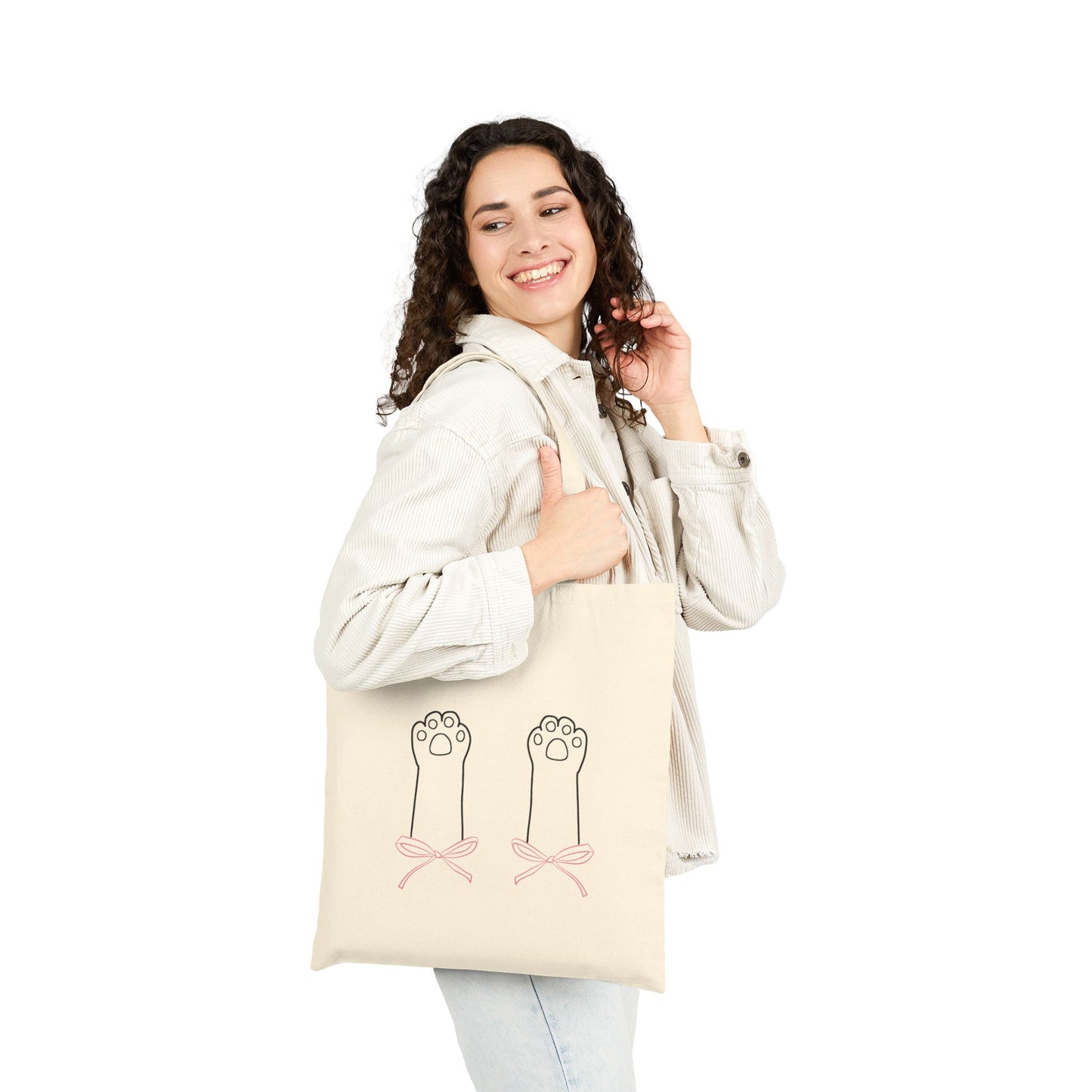 Kitty Paw Print Canvas Tote Bag
