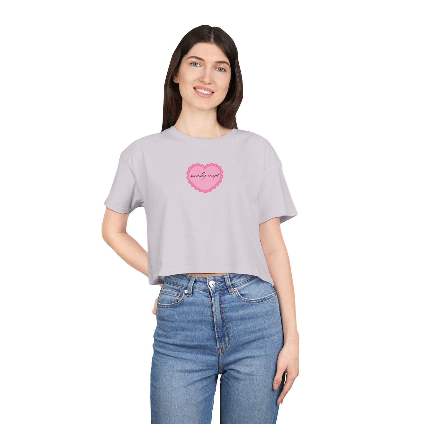 ‘socially inept’ Graphic Crop Top