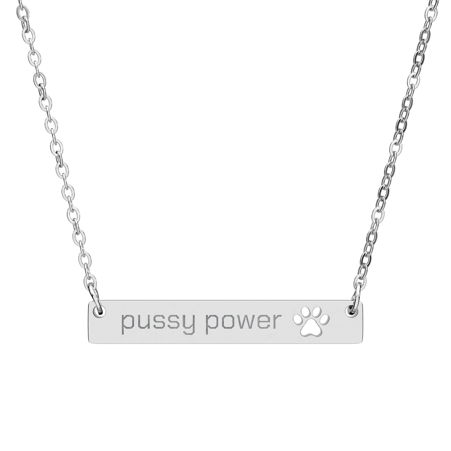 ‘pussy power’ Engraved Paw Bar Pendant